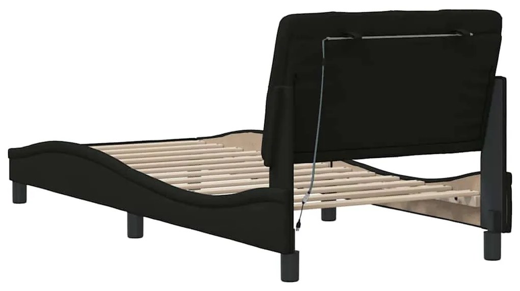 Estrutura de cama com LED sem colchão 90x190 cm tecido preto