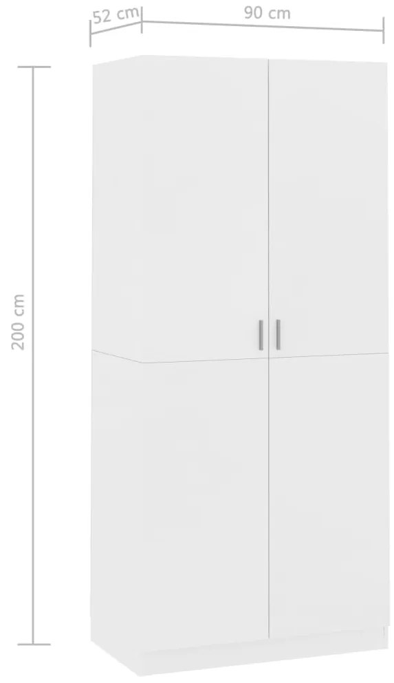 Roupeiro 90x52x200 cm derivados de madeira branco