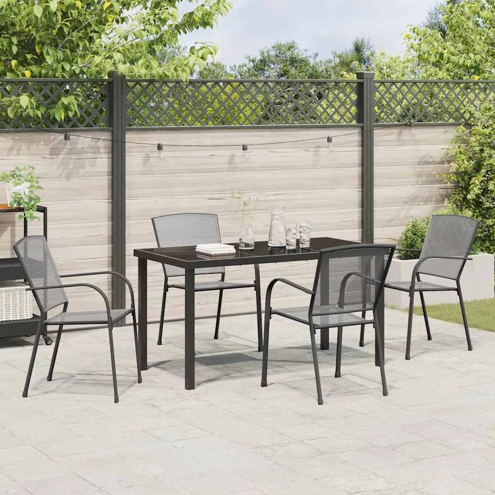 Conjunto de Jantar de Jardim 5 Peças em Aço Antacita