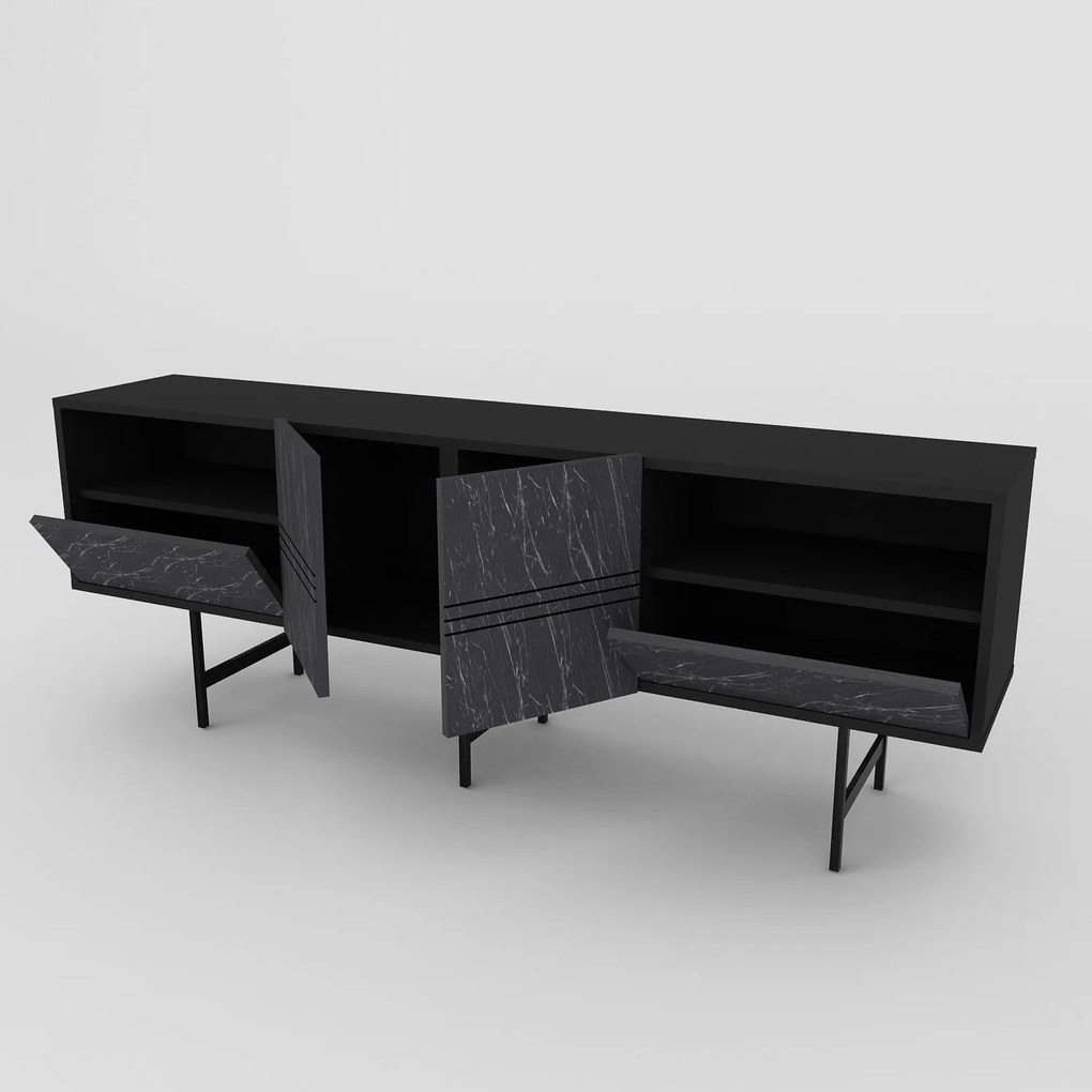 Móvel TV Derin – Preto Mármore – 180 cm x 64,7 cm x 37,1 cm