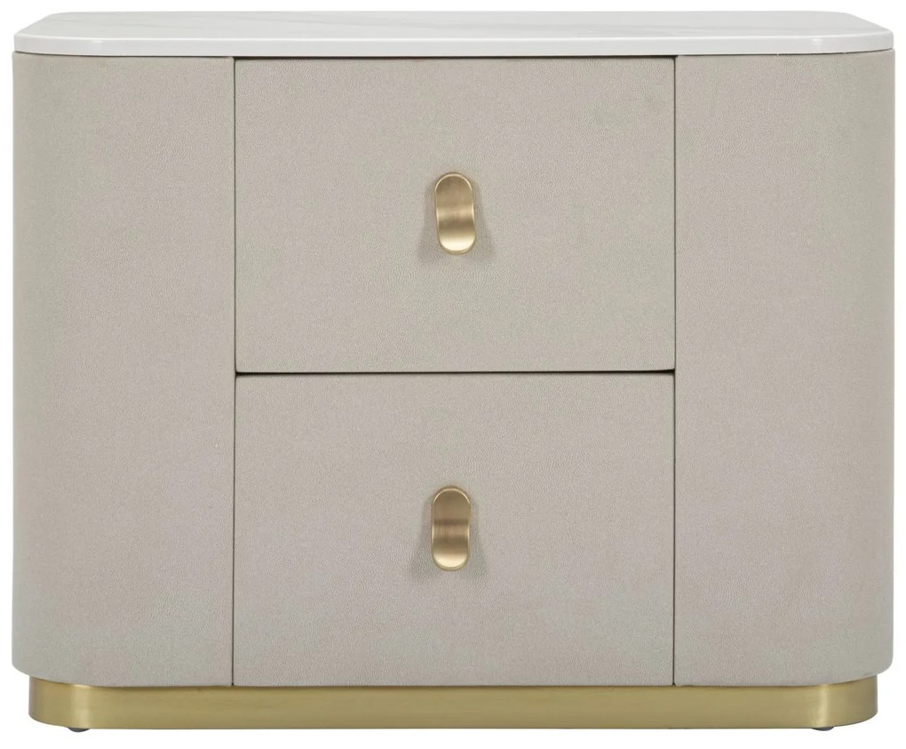 MESA DE CABECEIRA BEAUTY 60X40X47 CM CREME E DOURADO