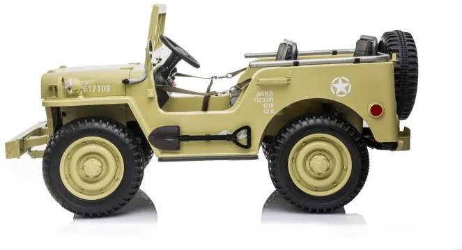 Jeep elétrico para Crianças US ARMY 4X4, três assentos, MP3 player com entrada USB / SD, suspensão em todas as rodas, luzes LED, pára-brisa dobrável,