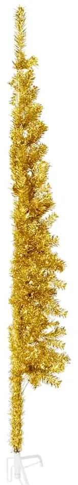 Meia árvore de Natal fina com suporte 120 cm dourado