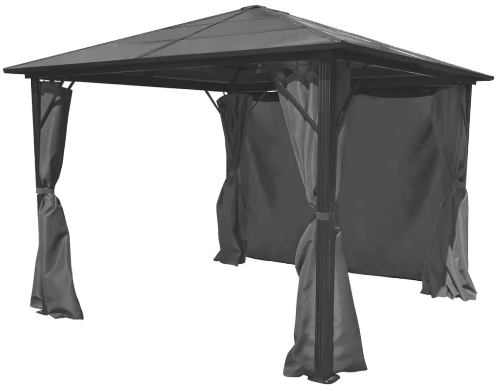 Gazebo com cortina 300x300 cm alumínio antracite