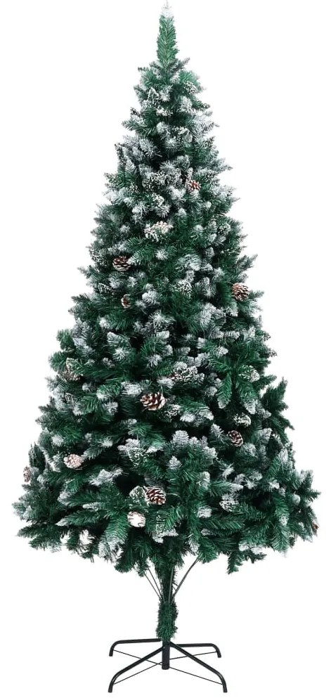 vidaXL Árvore de Natal artificial com pinhas e neve branca 210 cm