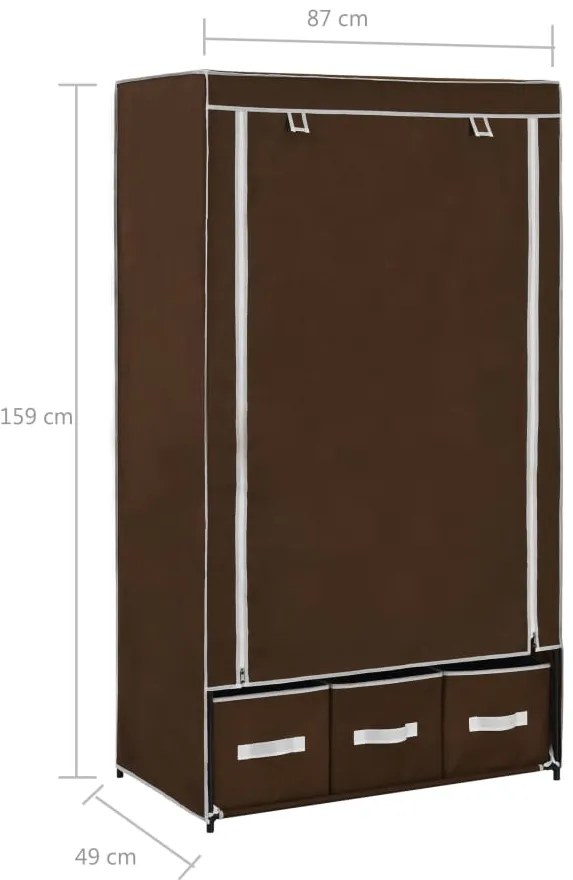 Roupeiro 87x49x159 cm tecido castanho