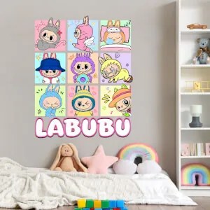 Autocolante Labubu – Decoração de parede divertida