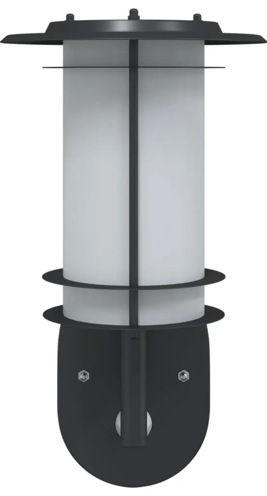Candeeiros parede p/ exterior c/ sensor 2 pcs aço inox. preto