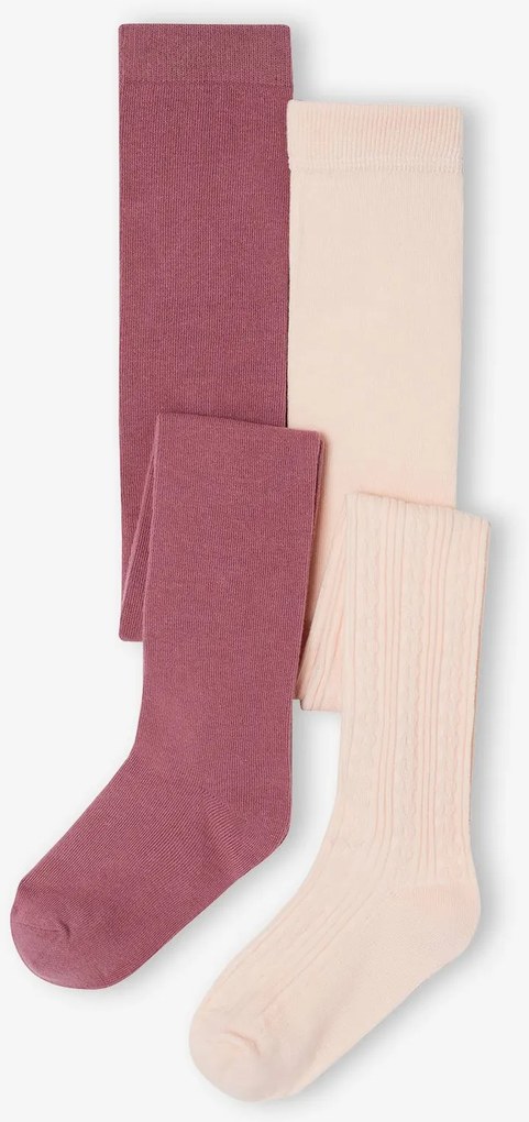 Lote de 2 collants para menina rosa-pálido