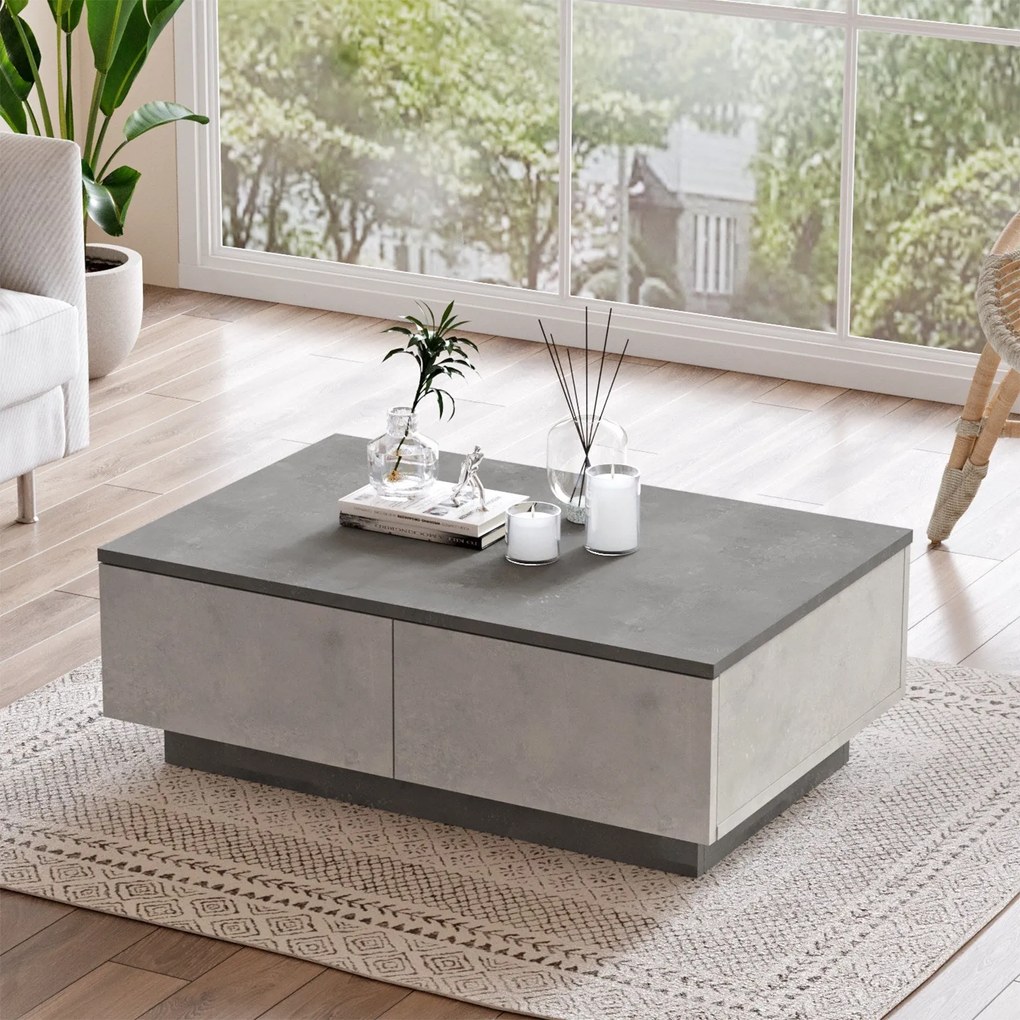 Mesa de Centro LV17 – Prateado e Antracite – 90x31,6x60 cm