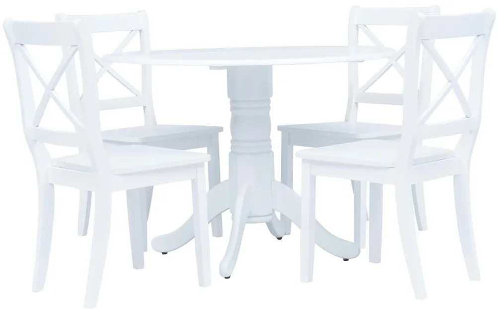 5 pcs conjunto de jantar madeira seringueira maciça branco