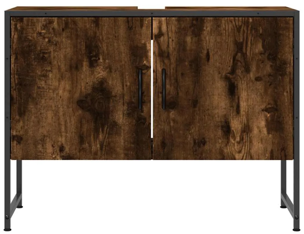 Armário lavatório WC 80x33x60 cm deriv. madeira carvalho fumado