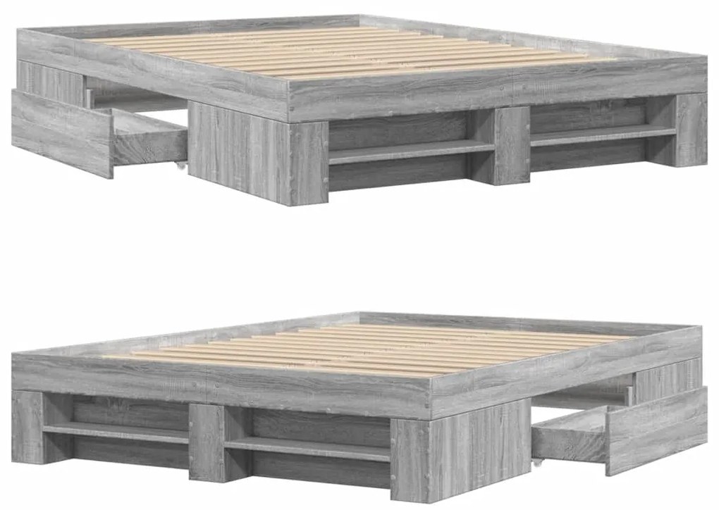 Estrutura de cama 120x200 cm derivados de madeira cinza sonoma