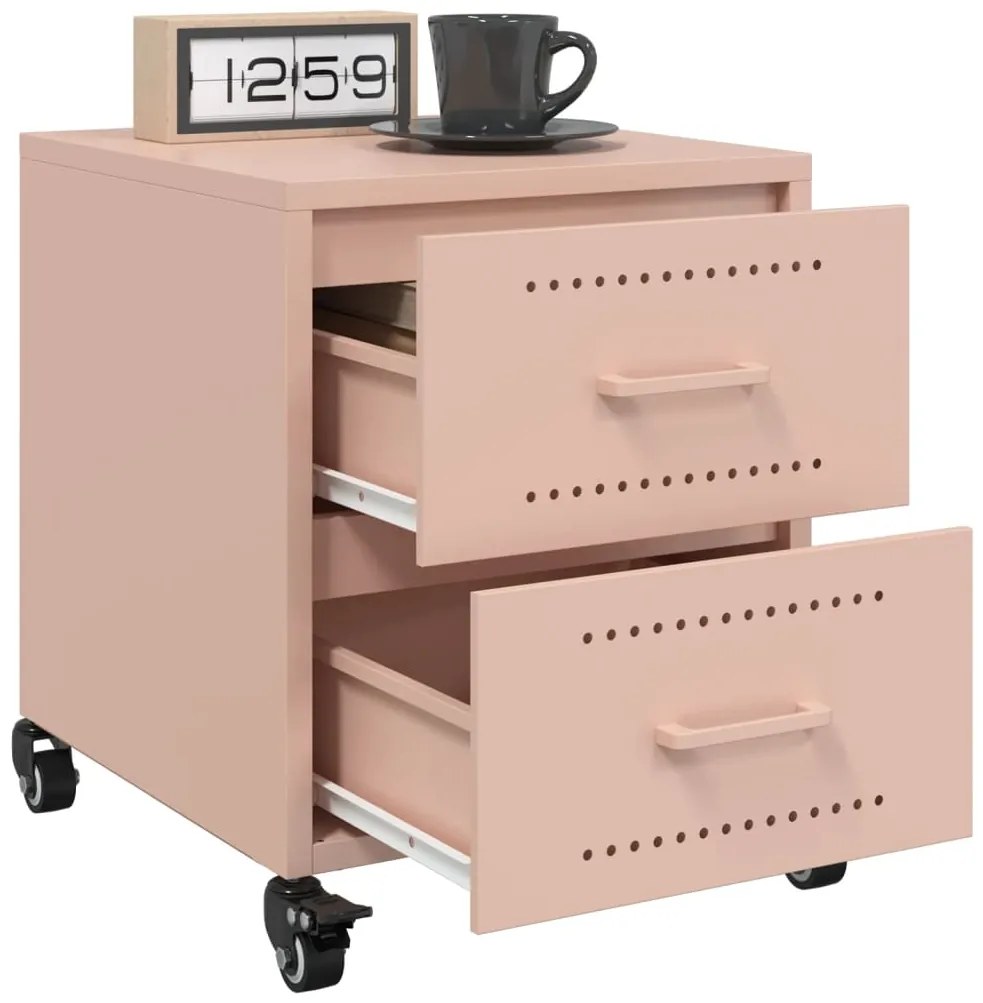 Mesas de cabeceira 2 pcs 36x39x43,5 cm aço rosa