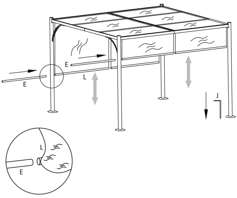 Pérgola com toldo ajustável 3 x 3 m aço branco nata