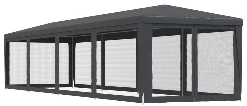 Tenda festas c/ 10 paredes laterais rede 3x12 m PEAD antracite