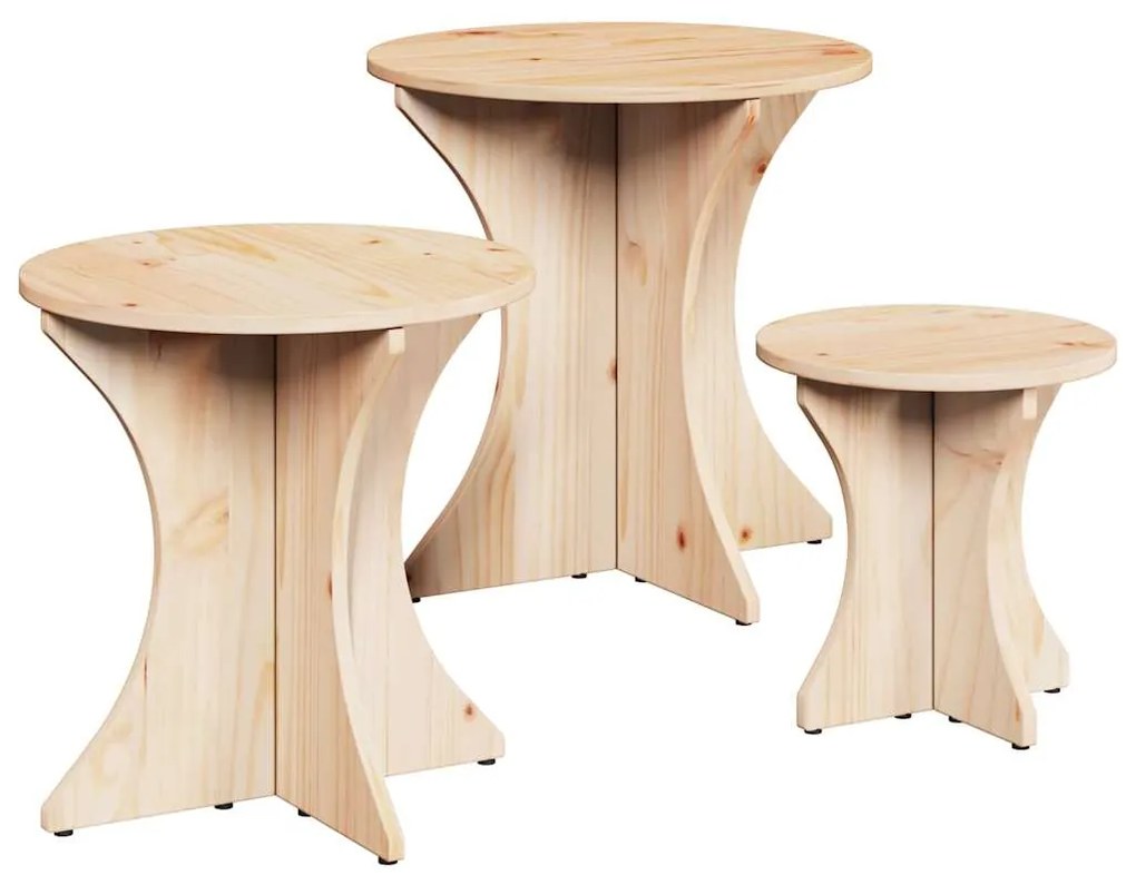 Mesa de centro 3 pcs Natural 46 x 46 x 47 cm