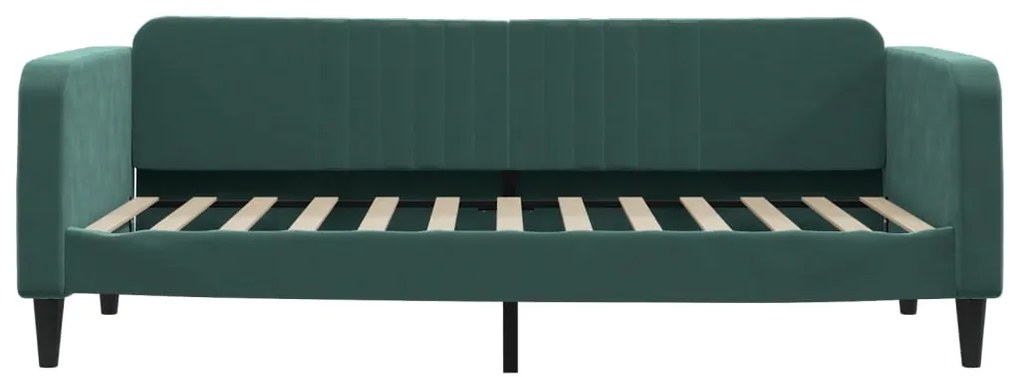 Sofá-cama com gavetão 90x200 cm veludo verde-escuro