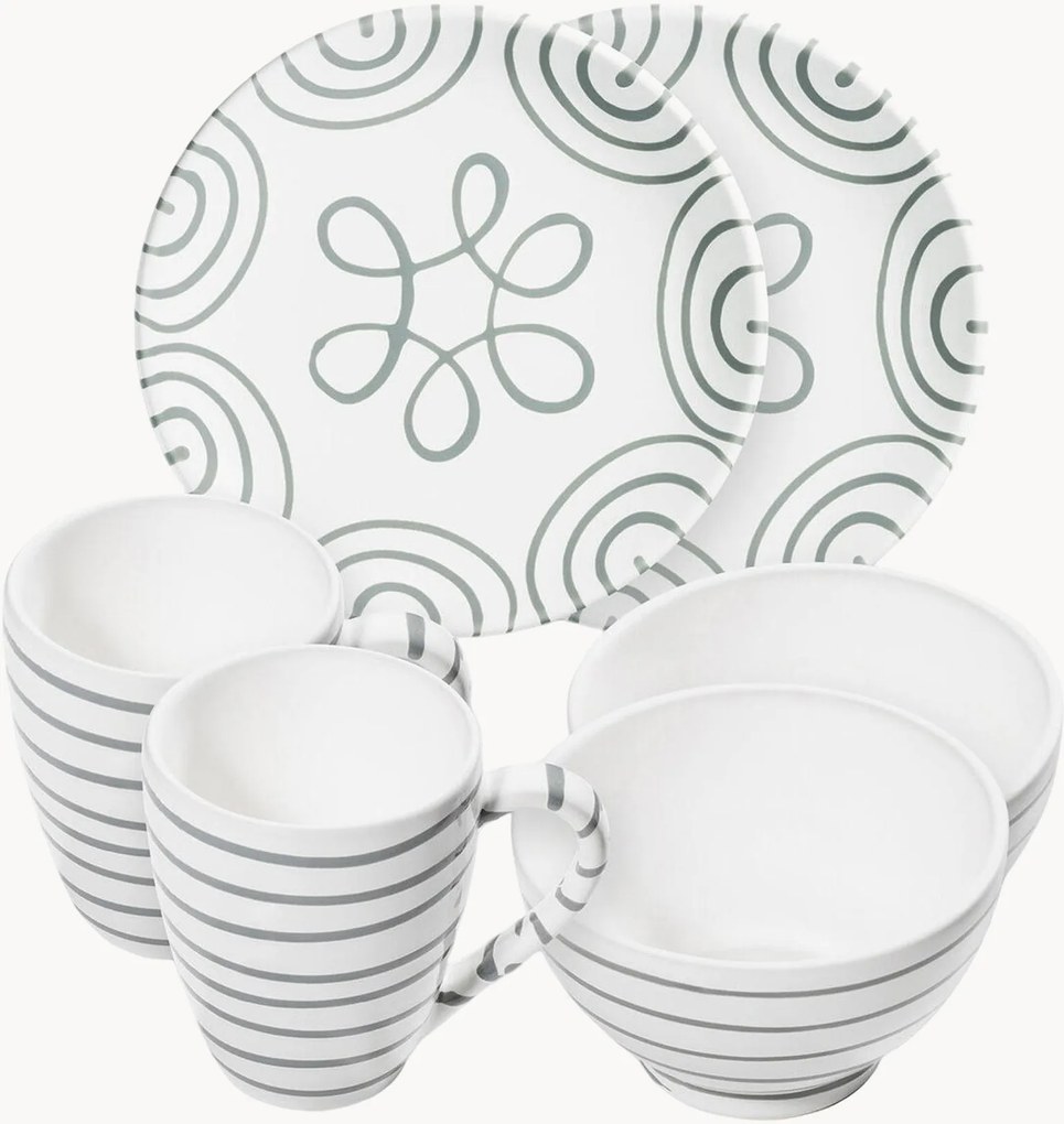 Conjunto de pequeno-almoço artesanal Graugeflammt, 2 pessoas, conjunto de 6