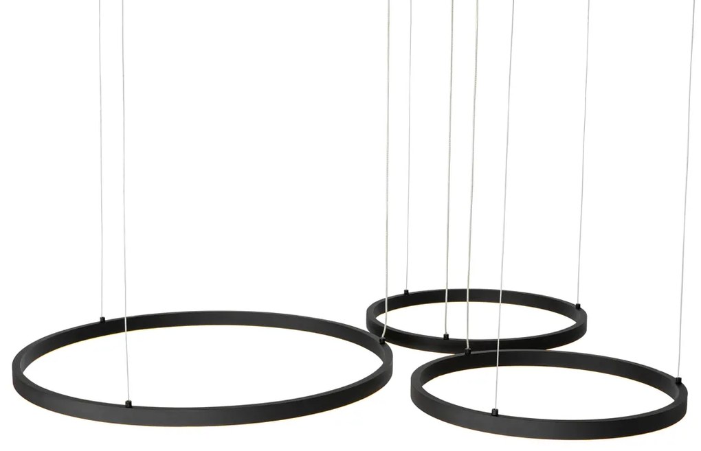 Candeeiro de suspensão preto com LED regulável em 3 etapas 3 luzes - Anello Design