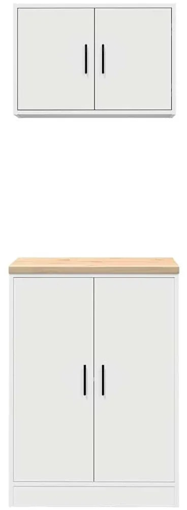 Armários de garagem 2 pcs derivados de madeira branco