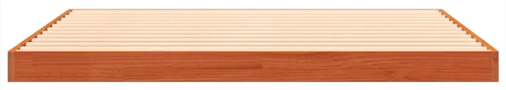 Estrutura de cama 140x190 cm madeira pinho maciça castanho cera