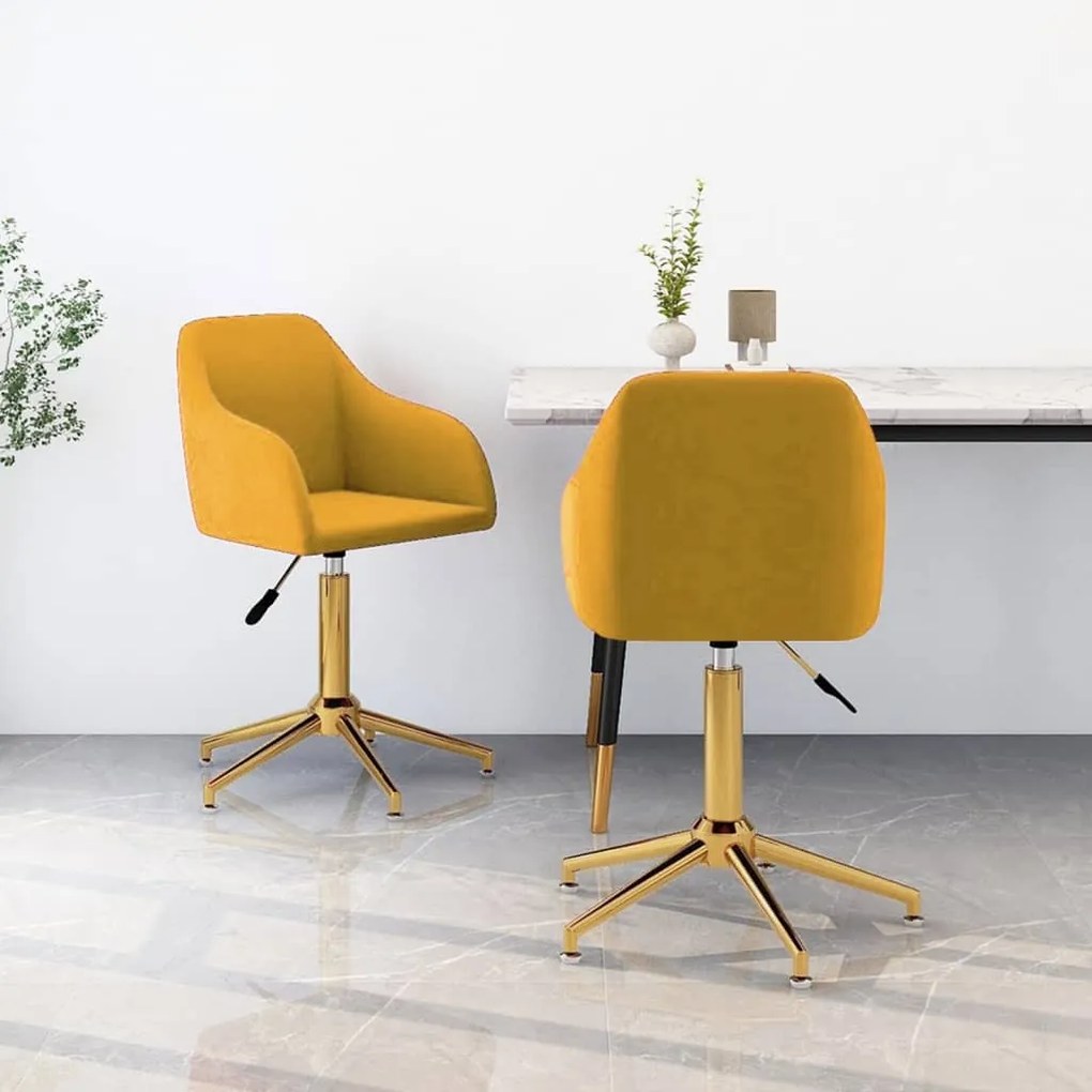 vidaXL Cadeiras de jantar giratórias 2 pcs veludo amarelo