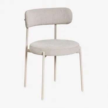 Pacote De 4 Cadeiras De Jantar Estofadas Anisa Tapioca Bege & Chenille Branco Quebrado - Sklum