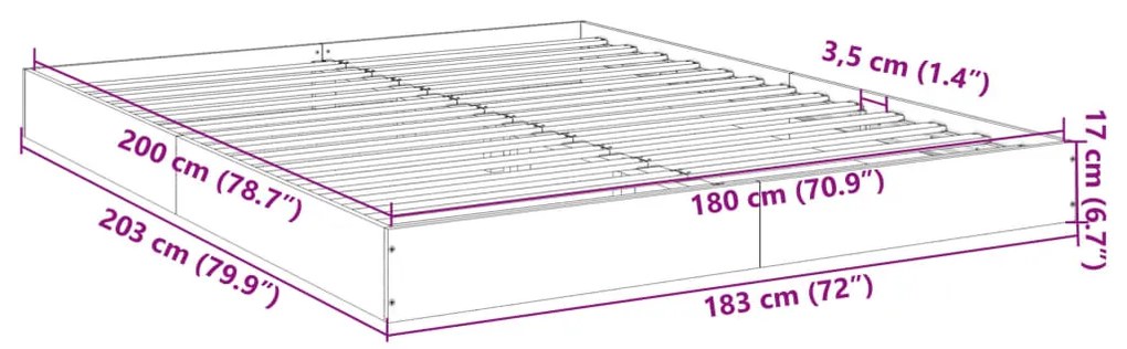 Estrutura de cama sem colchão 180x200 cm sonoma cinzento