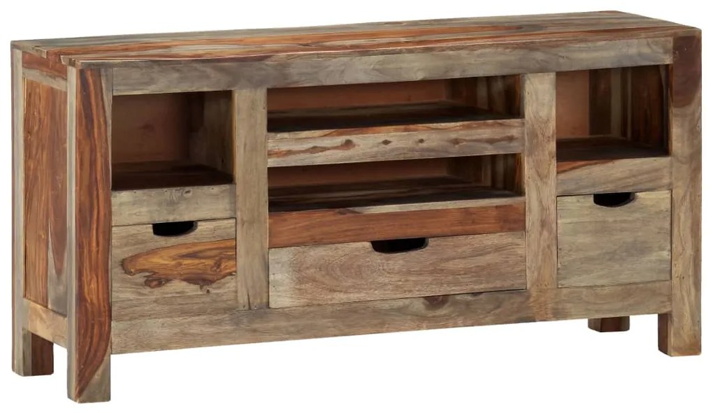 Aparador em madeira de acácia maciça 100x30x50 cm cinzento