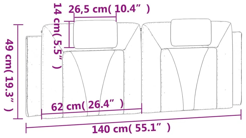 Almofadão de cabeceira 140 cm couro artificial cinzento