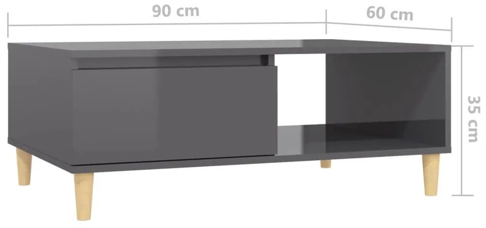 Mesa de centro 90x60x35cm derivados de madeira cinza brilhante