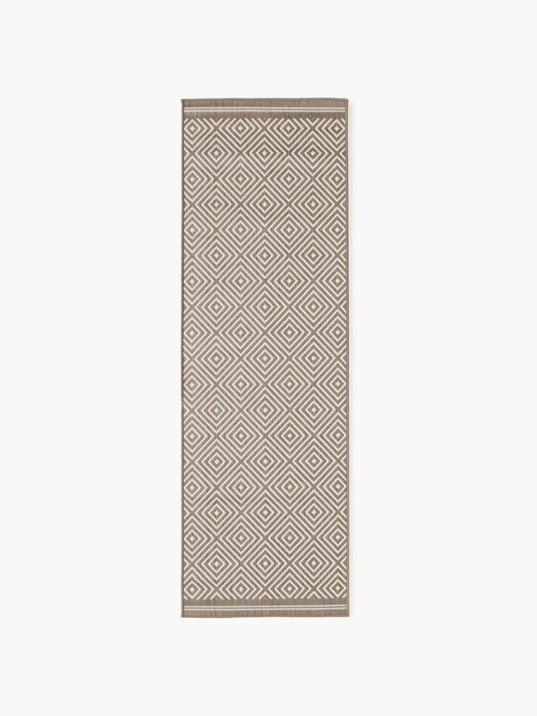 Passadeira para interior e exterior com padrão de diamantes Reddy