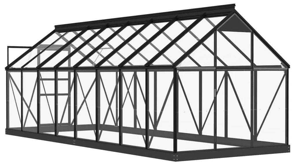 Estufa 155x395,5x191 cm alumínio e vidro antracite