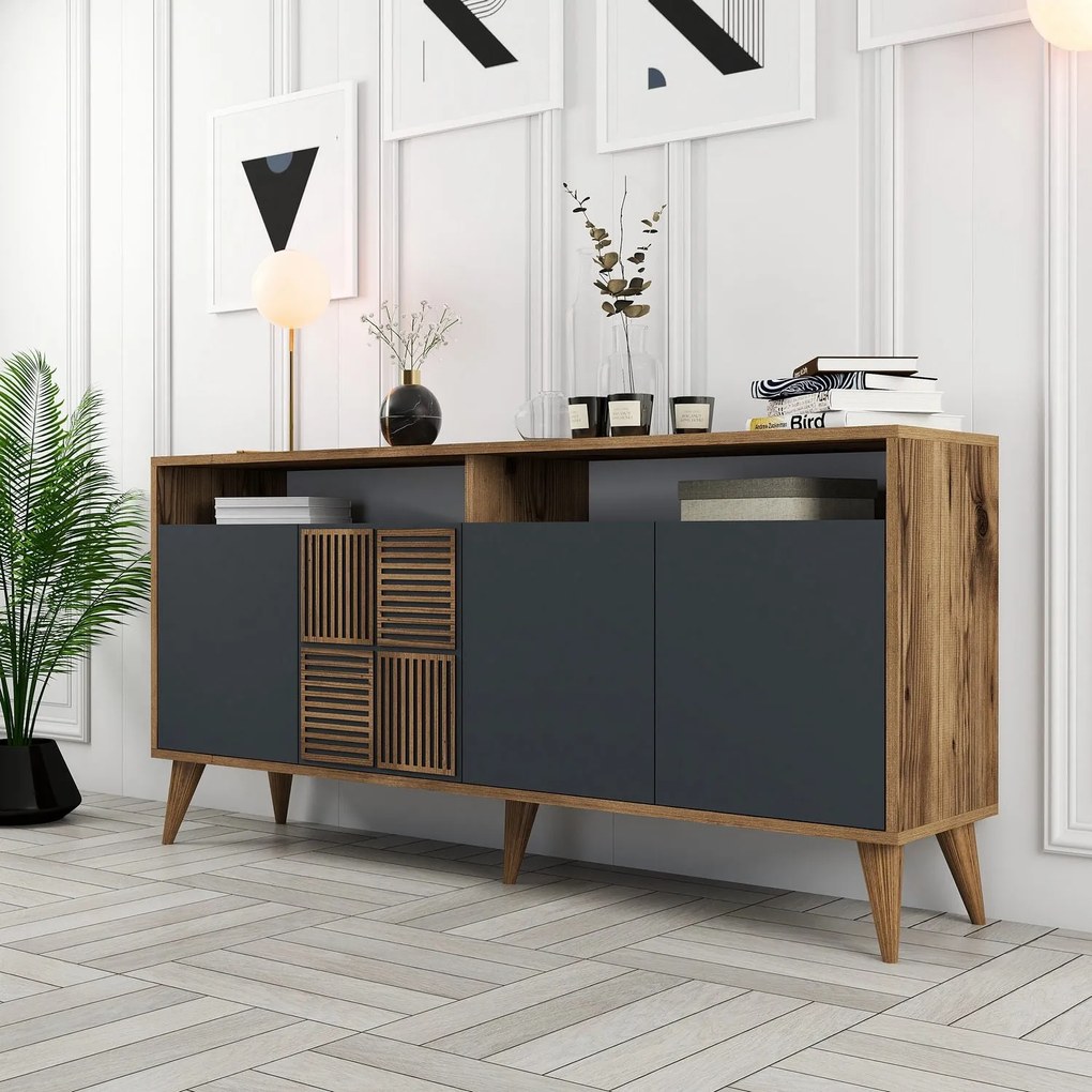 Console Milan – Walnut/Anthracite – 160 cm x 78 cm