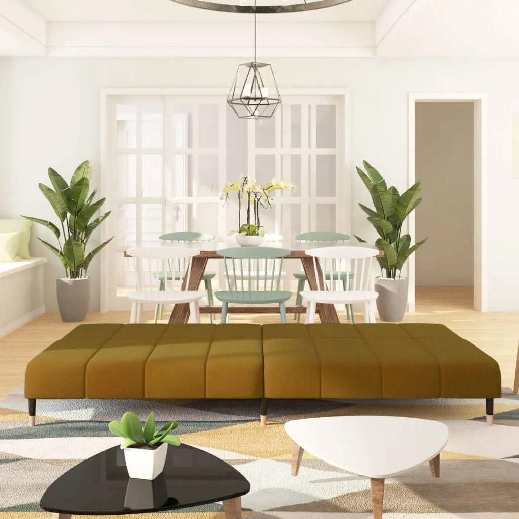 Sofá-Cama Laila em Veludo - Castanho - Design Moderno