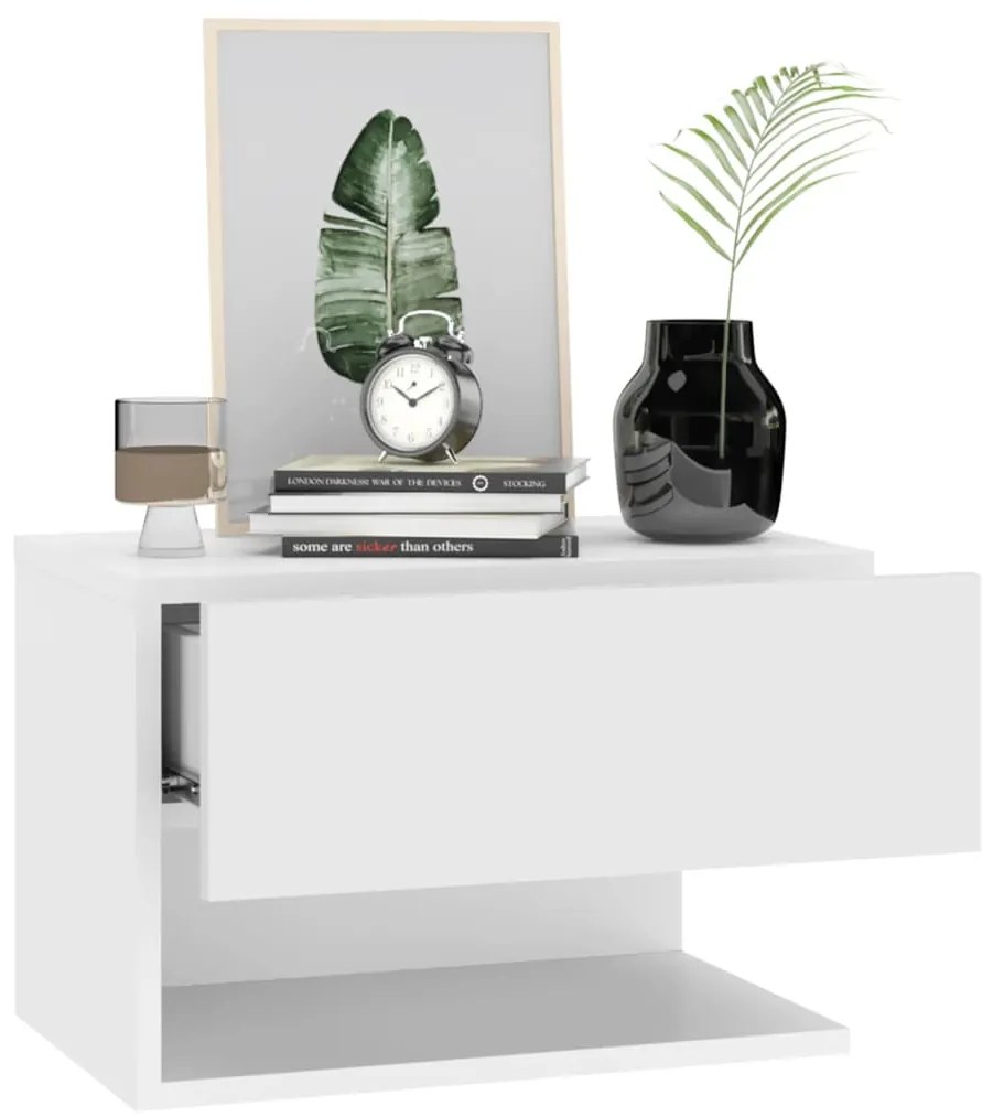 Mesas de cabeceira montagem na parede 2 pcs branco
