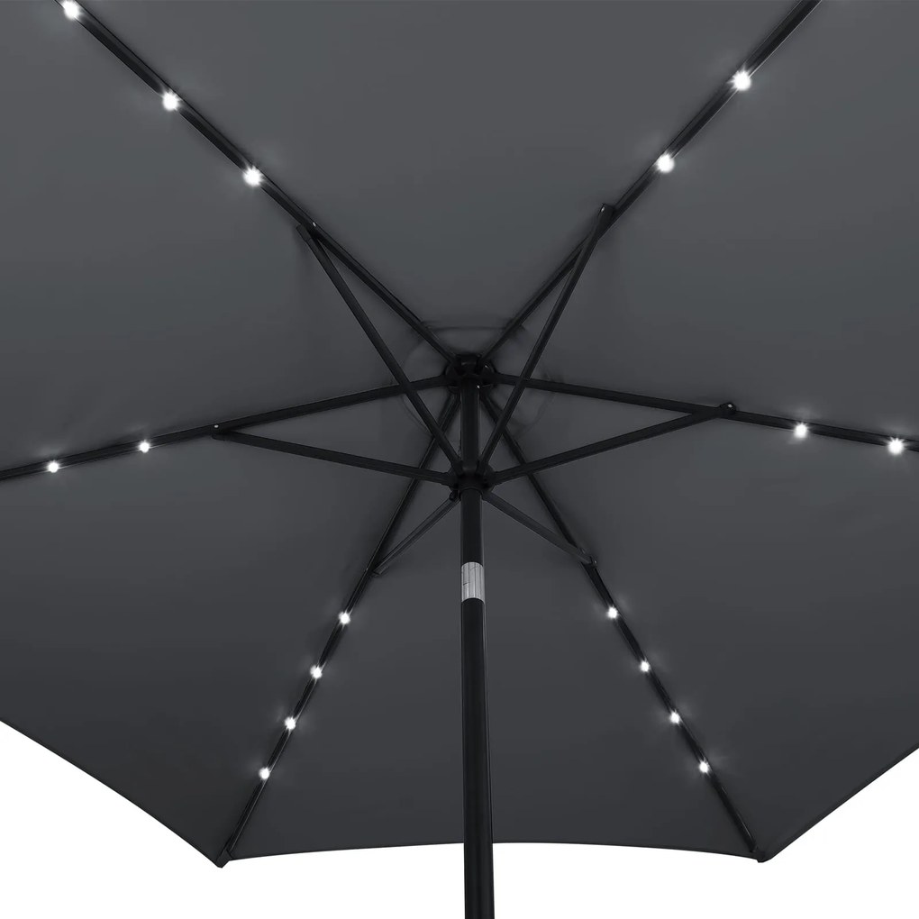 Guarda-sol LED Florida com proteção UV 80+ Ø300 x 250 cm Antracite
