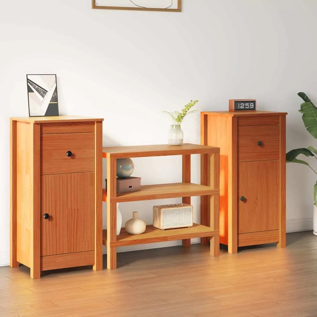vidaXL Buffet com gaveta 2 pcs Marrom Cera 39 x 34,5 x 80 cm