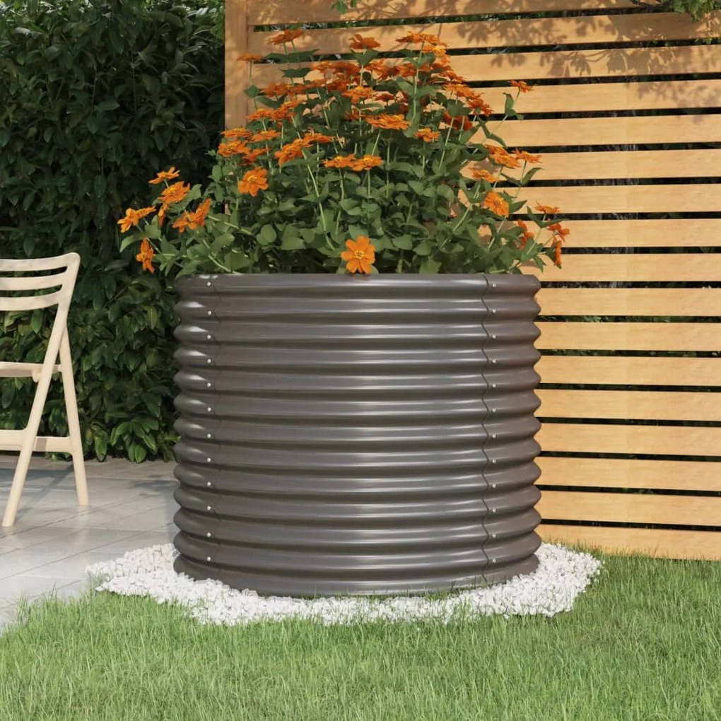 318859 vidaXL Vaso/floreira de jardim aço revestido a pó 80x80x68 cm cinza