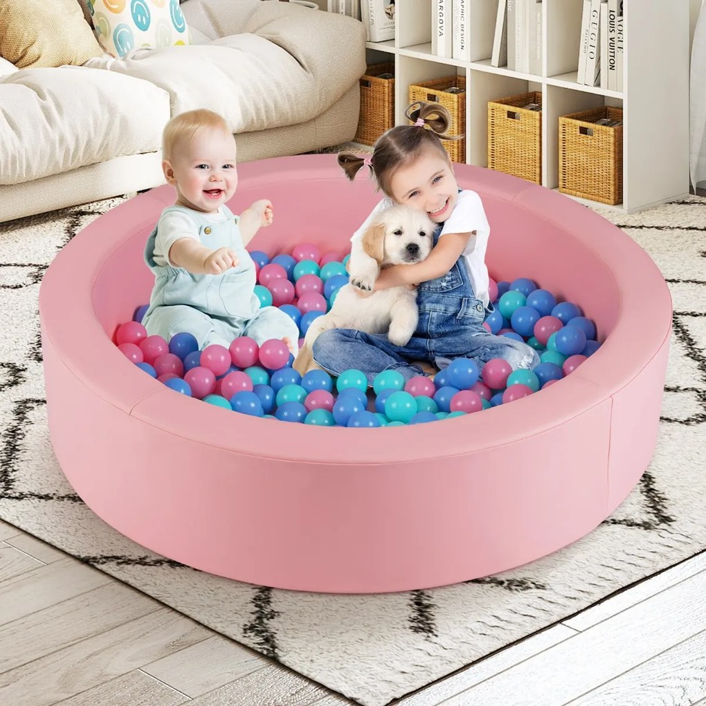 Piscina de bolas de espuma redonda 105 cm para crianças pequenas com 200 bolas Rosa