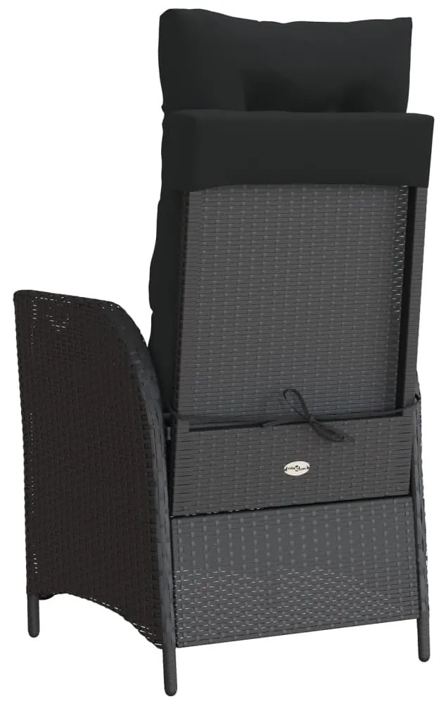 Cadeiras jardim reclináveis 2 pcs c/ apoio de pés vime PE preto
