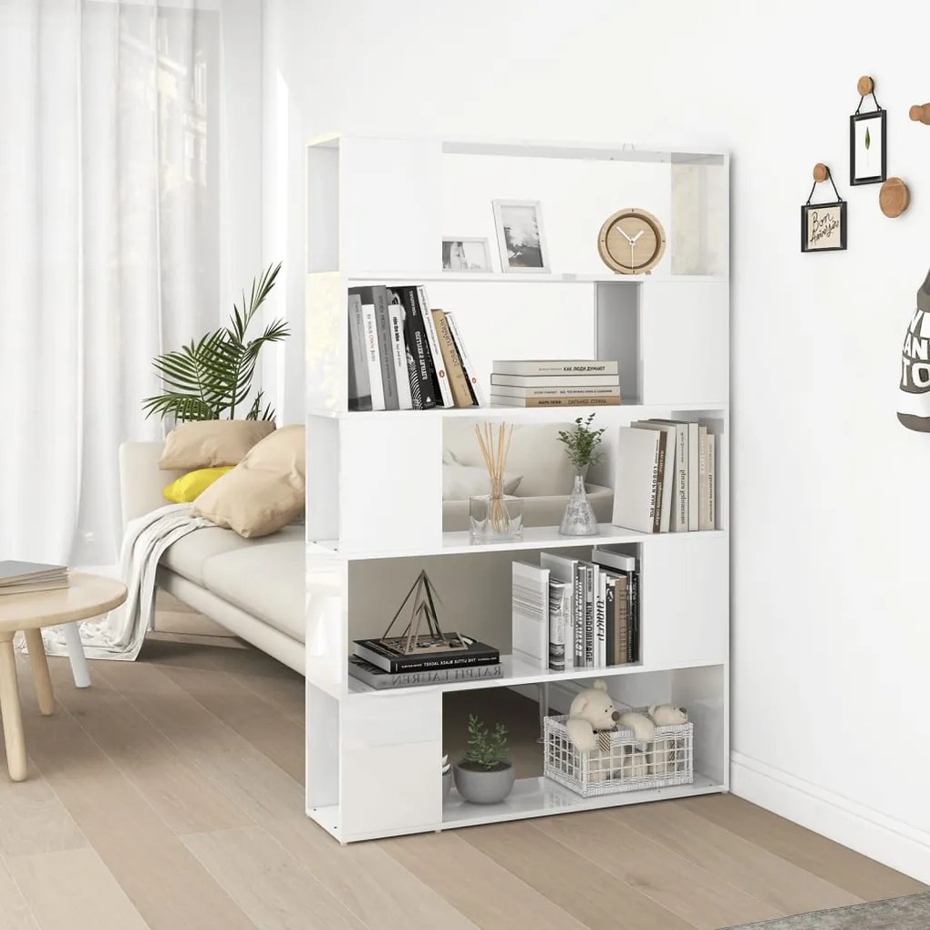 vidaXL Estante/divisória derivados de madeira branco brilhante