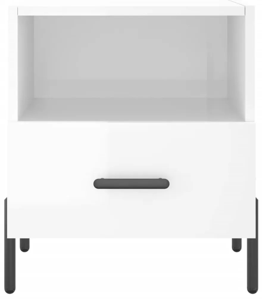 Mesas de cabeceira 2pcs derivados de madeira branco brilhante