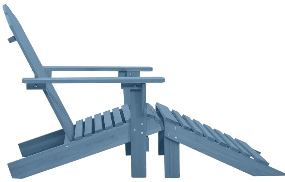 Cadeira Adirondack para jardim com otomano abeto maciço azul