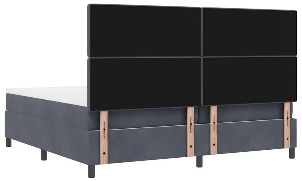 Cama Box Spring vidaXL com Colchão Cinza Escuro 200x200 cm Veludo