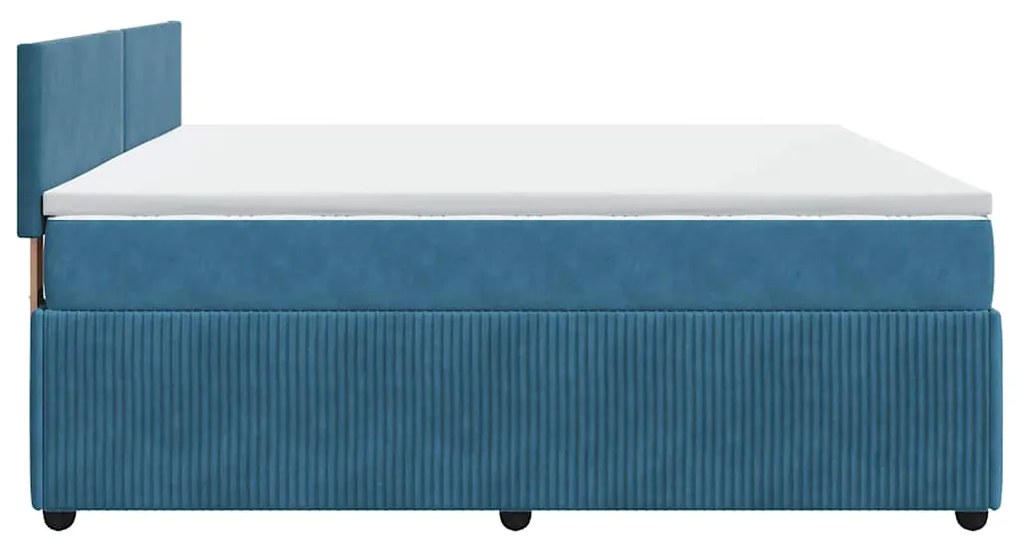 Cama com molas/colchão 200x200 cm veludo azul