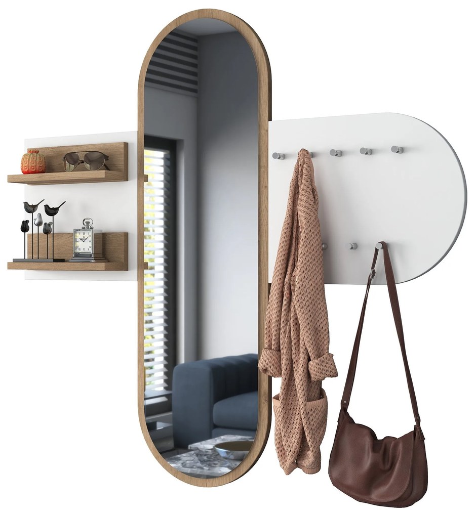 Hall Stand P3 – Branco e Nogueira – 125x120x12 cm