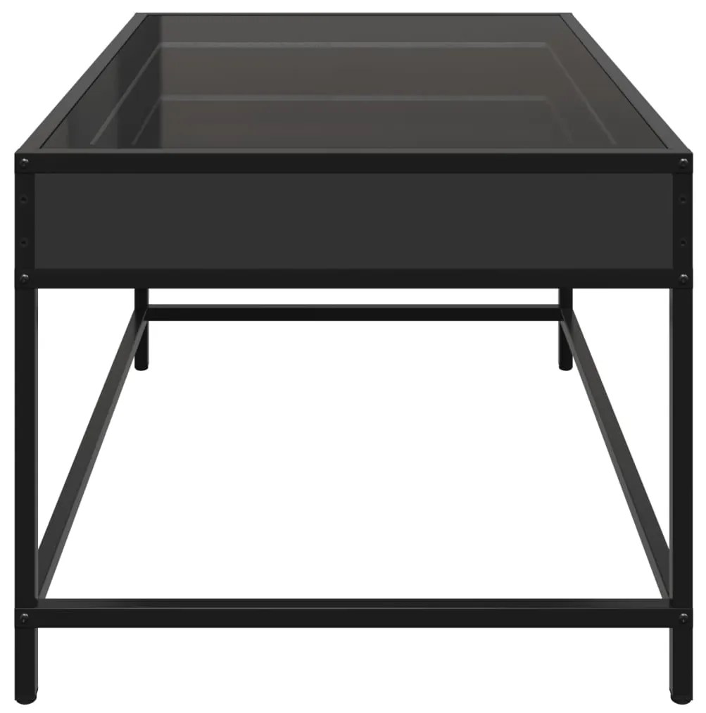 Mesa de centro luzes LED Infinity 70x50x41 cm preto