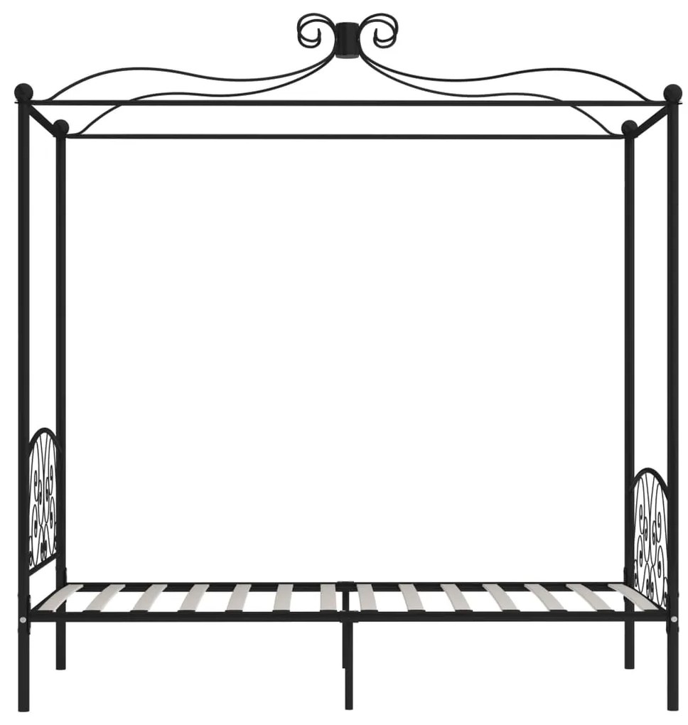 Estrutura de cama com dossel 100x200 cm metal preto